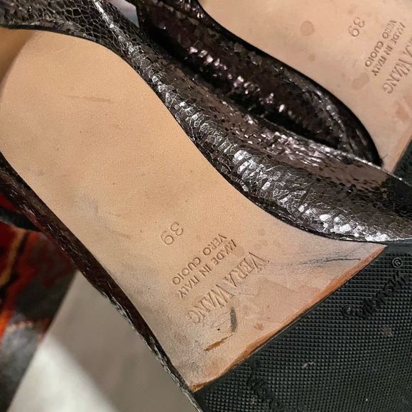 [39] VERA WANG Riky 50 Scarpa Silver Cracked Leather Kitten Heel - Picture 4 of 5